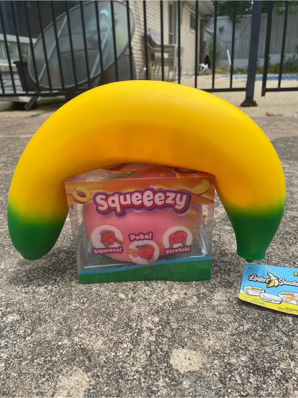 Viral 2 Pack - Squeezy Sunny Days Toy Squishy Banana & Peach Lot NEW!